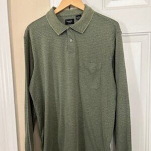 Men's Shirt Haggar Large Long Sleeve Green 60% Cotton, 40% Polyester Comfortable